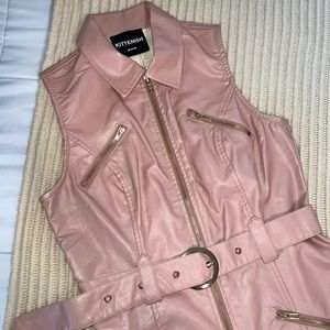 Kittenish Pink Faux Leather Romper